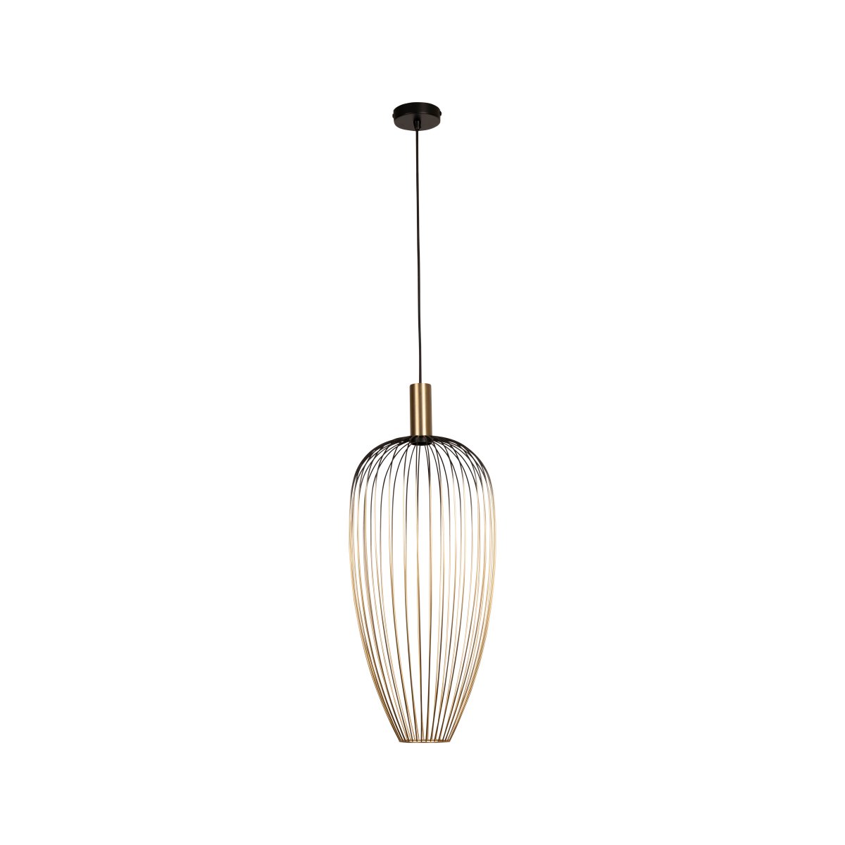 Aurelie Ø30 Guld loftslampe Fra Lucide - Aurelie er en elegant metalpendellampe, hvor sk&aelig;rmen g&aring;r fra sort i toppen til en varm guldfinish i bunden.