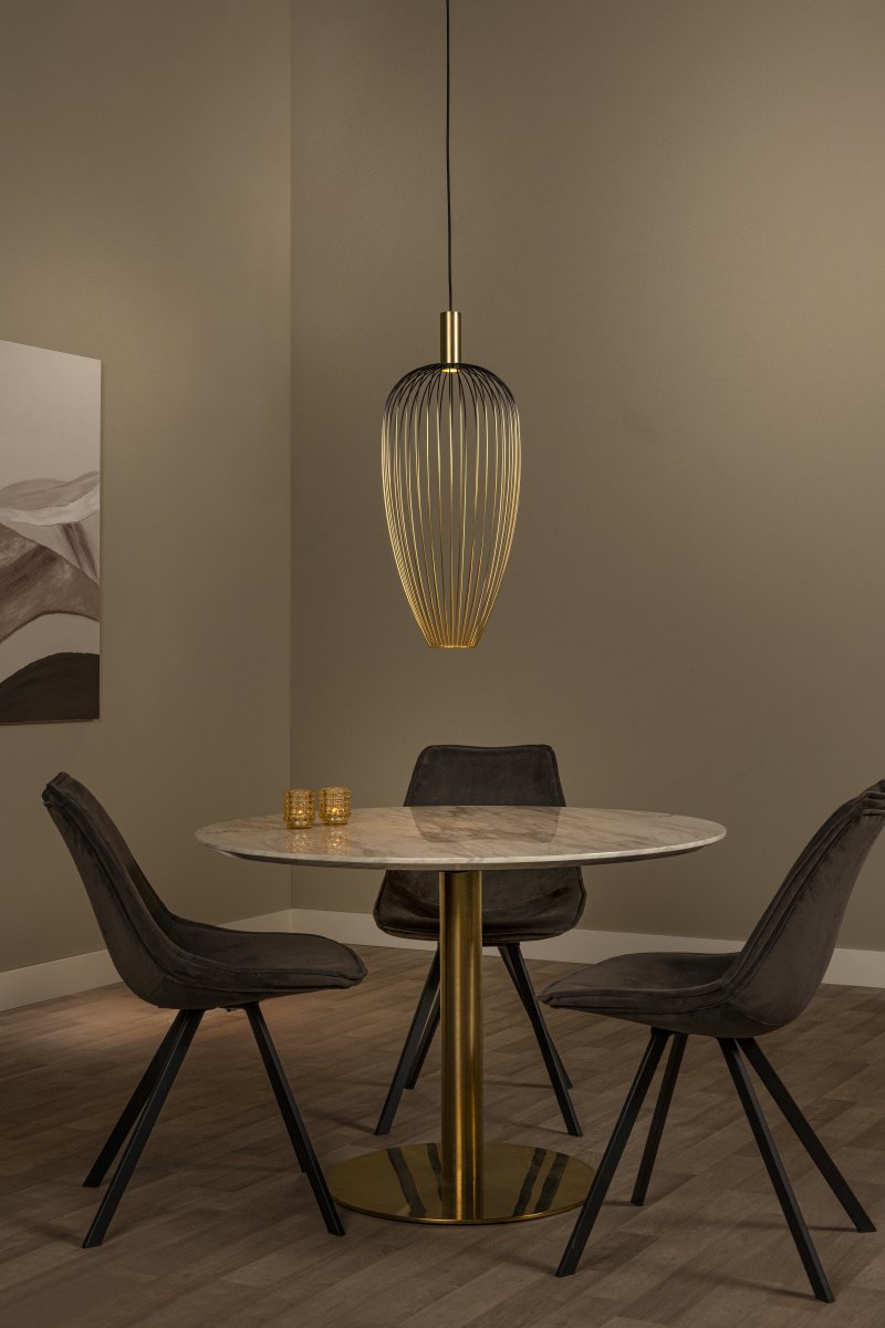 Aurelie Ø30 Guld loftslampe Fra Lucide - Aurelie er en elegant metalpendellampe, hvor sk&aelig;rmen g&aring;r fra sort i toppen til en varm guldfinish i bunden.