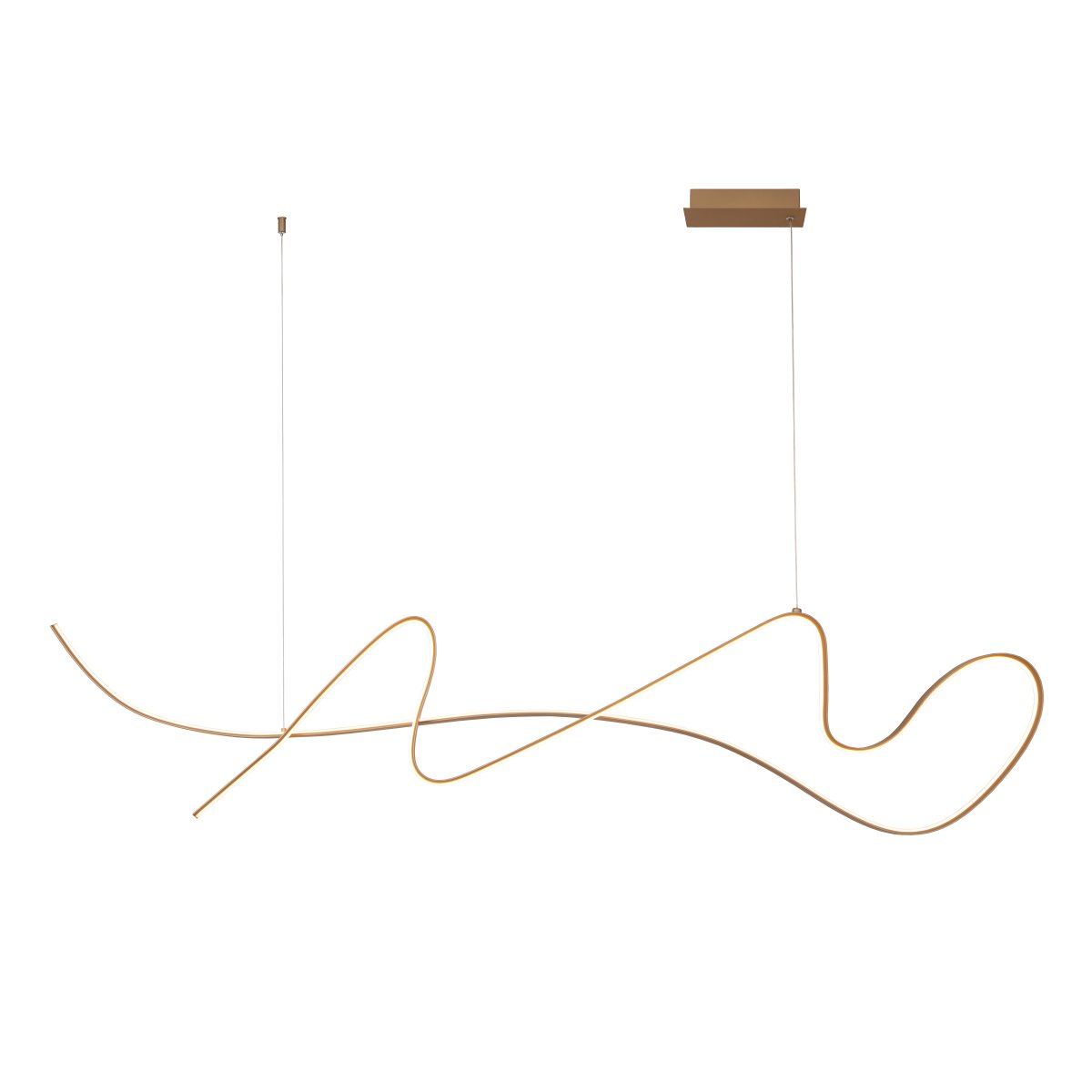 Lambada 165cm Champagne loftslampe Fra Lucide - Den integrerede LED-strip spreder et st&aelig;rkt og varmt hvidt lys, der b&aring;de lyser effektivt op og skaber en indbydende atmosf&aelig;re.