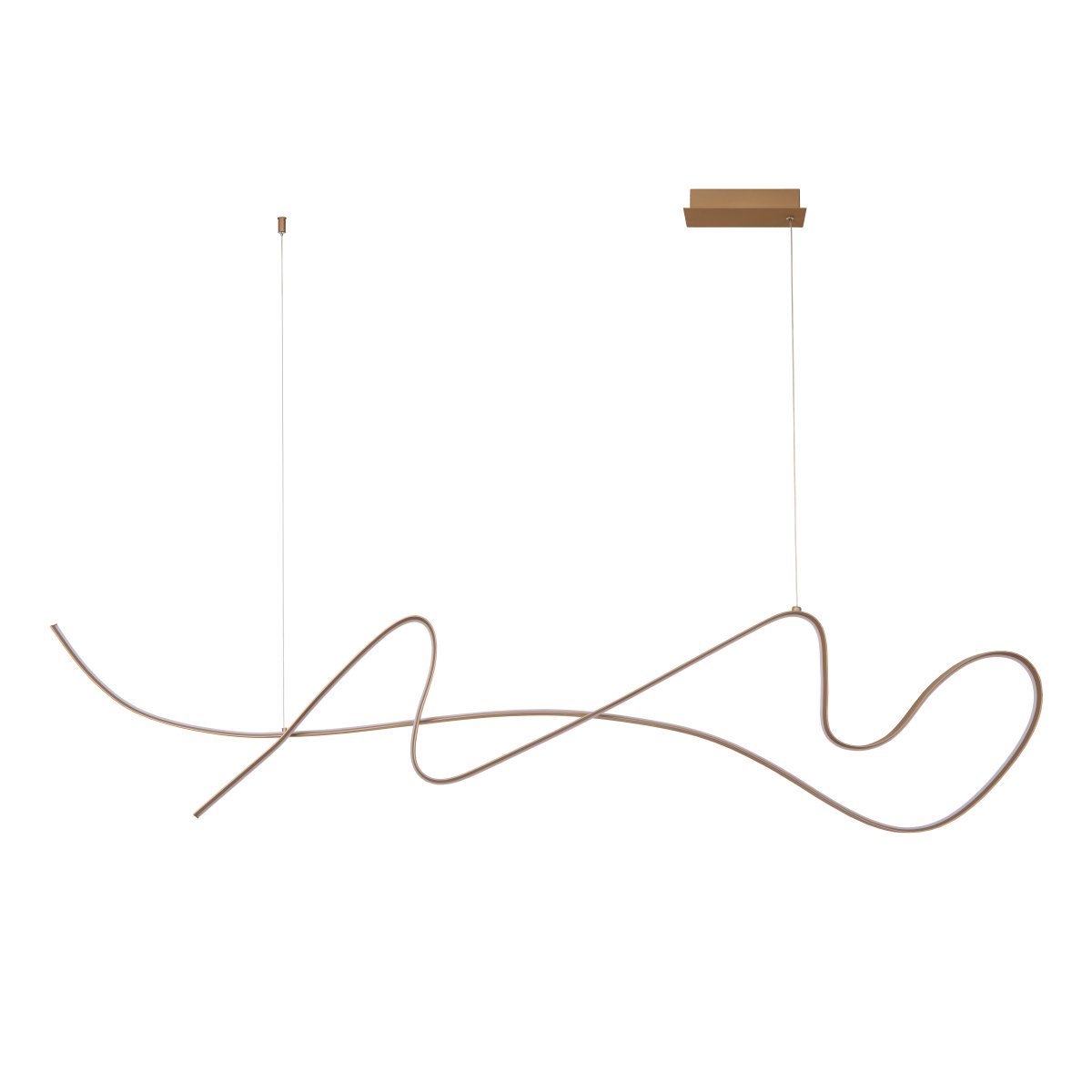 Lambada 165cm Champagne loftslampe Fra Lucide - Den integrerede LED-strip spreder et st&aelig;rkt og varmt hvidt lys, der b&aring;de lyser effektivt op og skaber en indbydende atmosf&aelig;re.