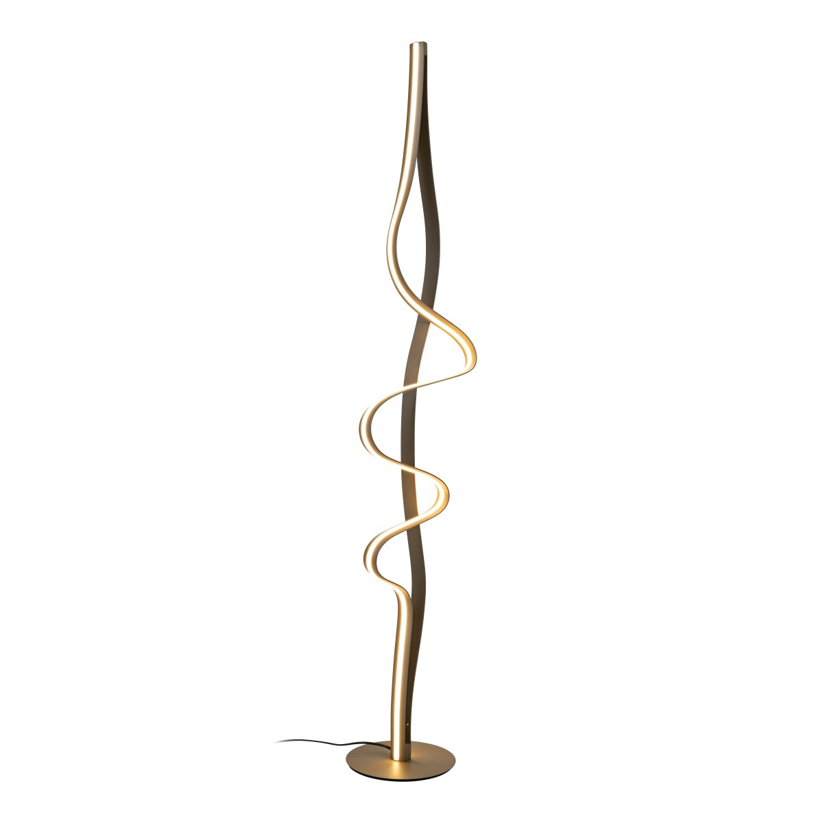 Lambada Messing gulvlampe Fra Lucide - Lambada er en elegant metalgulvlampe med en eksklusiv mat messingfinish og en bl&oslash;d, organisk form, der fanger &oslash;jet.