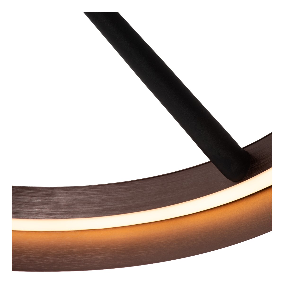 Leonard Ø55 Brun plafond Fra Lucide - Den cirkul&aelig;re sk&aelig;rm har en integreret LED-strip p&aring; indersiden, der spreder et kraftfuldt og j&aelig;vnt lys, perfekt til omr&aring;der i hjemmet, hvor god belysning er vigtig.