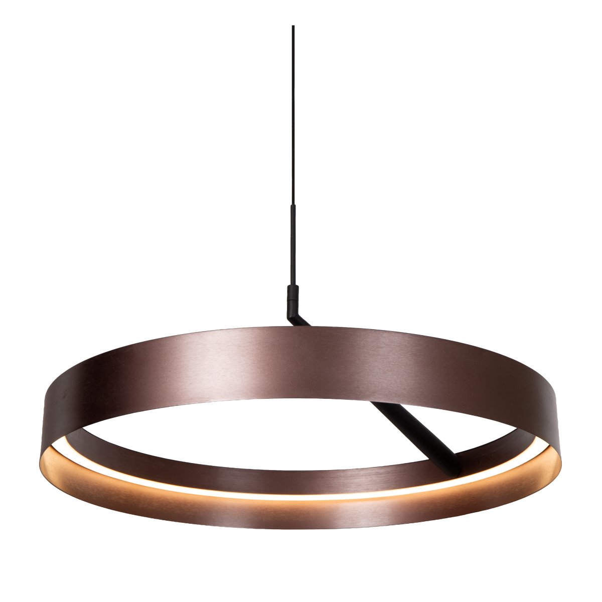 Leonard Ø55 Brun loftslampe Fra Lucide - Den cirkul&aelig;re sk&aelig;rm har en integreret LED-strip p&aring; indersiden, der spreder et kraftfuldt og j&aelig;vnt lys nedad, perfekt til omr&aring;der i hjemmet, hvor god belysning er vigtig.