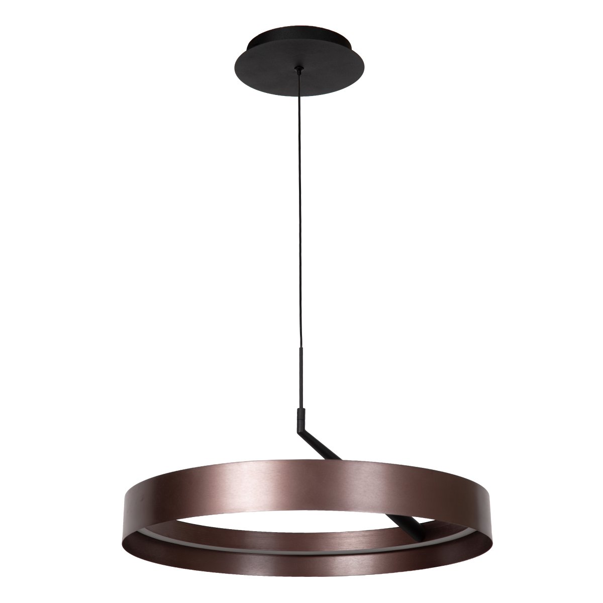 Leonard Ø55 Brun loftslampe Fra Lucide - Den cirkul&aelig;re sk&aelig;rm har en integreret LED-strip p&aring; indersiden, der spreder et kraftfuldt og j&aelig;vnt lys nedad, perfekt til omr&aring;der i hjemmet, hvor god belysning er vigtig.