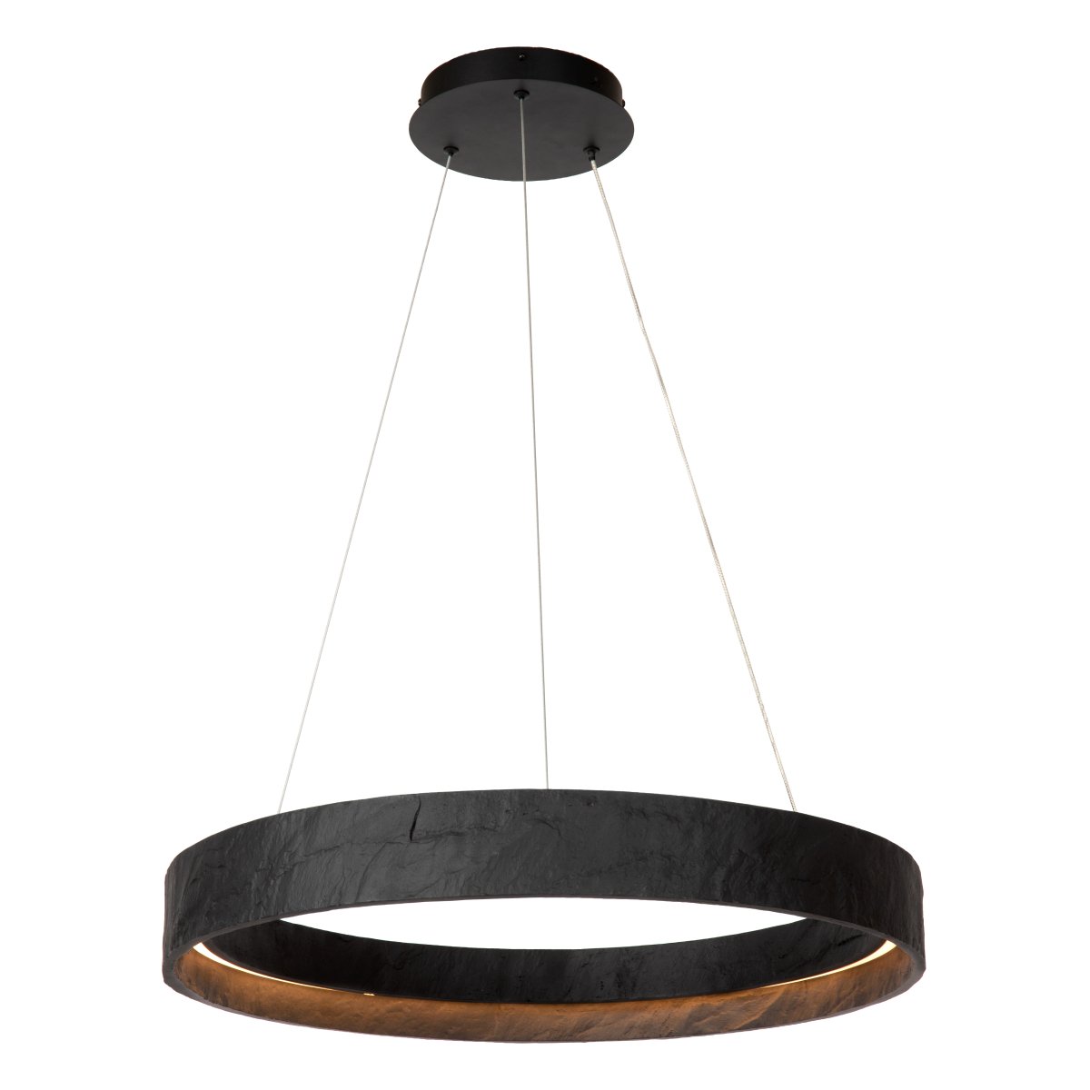Adelante Ø60 Sort loftslampe Fra Lucide - Indvendigt er der en integreret LED-strip, der spreder et kraftfuldt og behageligt lys.