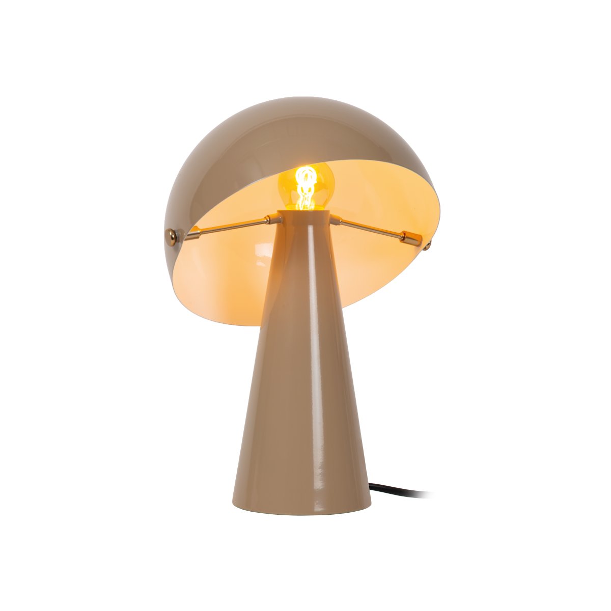 Barone 34cm Taupe bordlampe Fra Lucide - Barone er en elegant bordlampe i metal med en blank taupe-finish og stilfulde messingdetaljer.