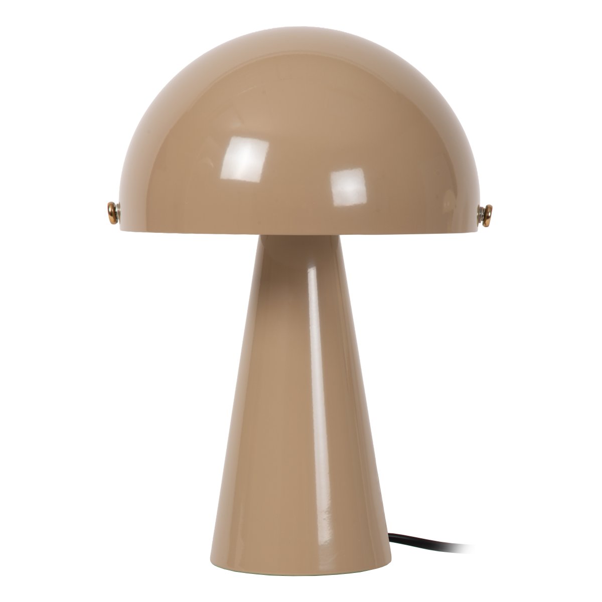 Barone 34cm Taupe bordlampe Fra Lucide - Barone er en elegant bordlampe i metal med en blank taupe-finish og stilfulde messingdetaljer.