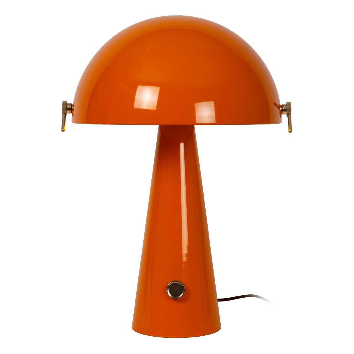 Barone 52cm Orange bordlampe Fra Lucide - Barone er en elegant bordlampe i metal med en skinnende orange finish og stilfulde messingdetaljer.