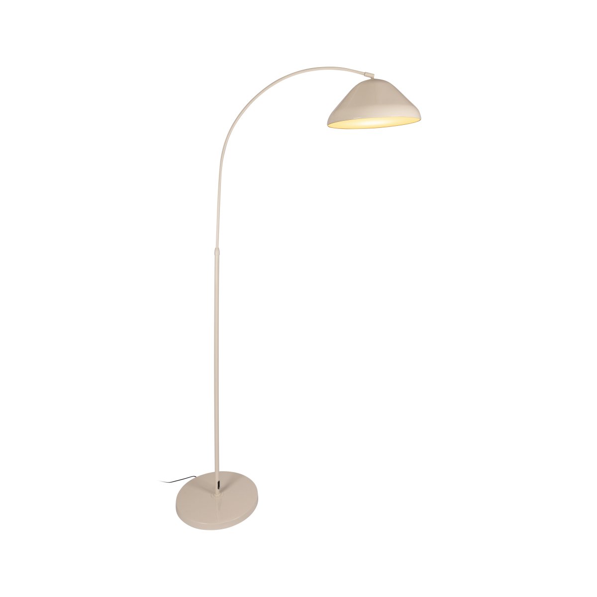 Andres Cremet hvid gulvlampe Fra Lucide - Den buede arm giver lampen et moderne og stilfuldt udtryk, samtidig med at den skaber en behagelig lysstr&oslash;m over den overflade, den placeres p&aring;.