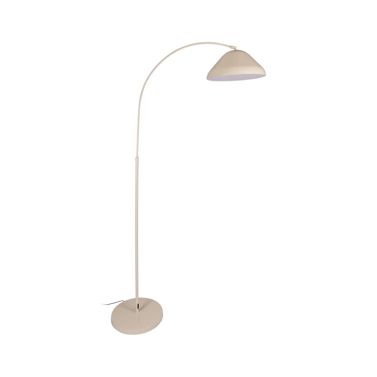 Andres Cremet hvid gulvlampe Fra Lucide - Den buede arm giver lampen et moderne og stilfuldt udtryk, samtidig med at den skaber en behagelig lysstr&oslash;m over den overflade, den placeres p&aring;.