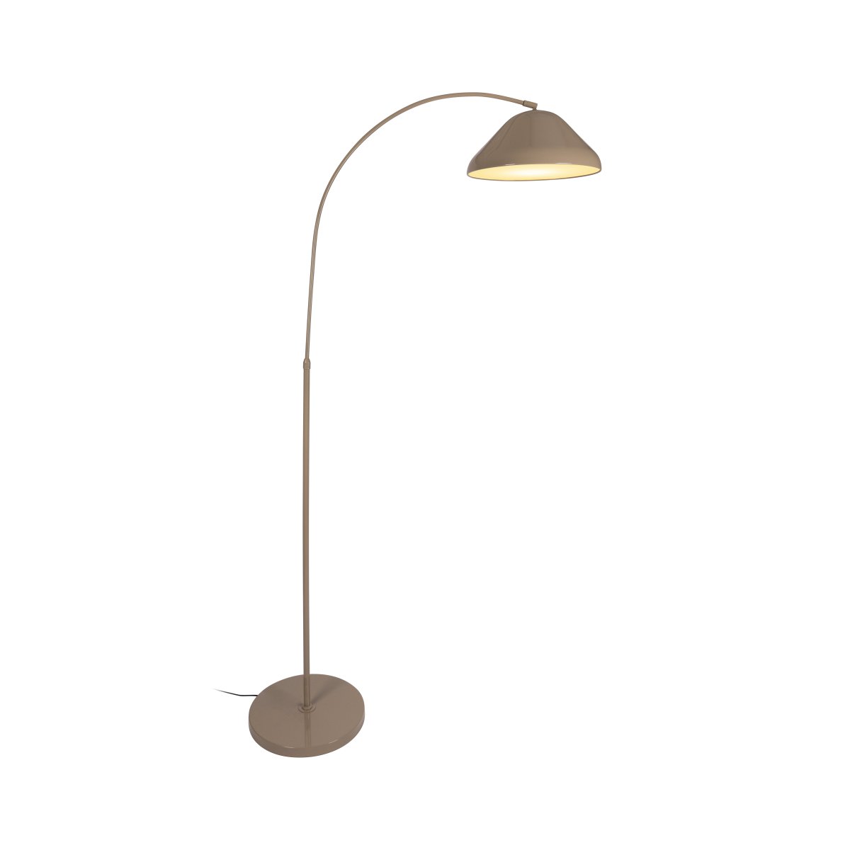 Andres Taupe gulvlampe Fra Lucide - Den buede arm giver lampen et moderne og stilfuldt udtryk, samtidig med at den skaber en behagelig lysstr&oslash;m over den overflade, den placeres p&aring;.