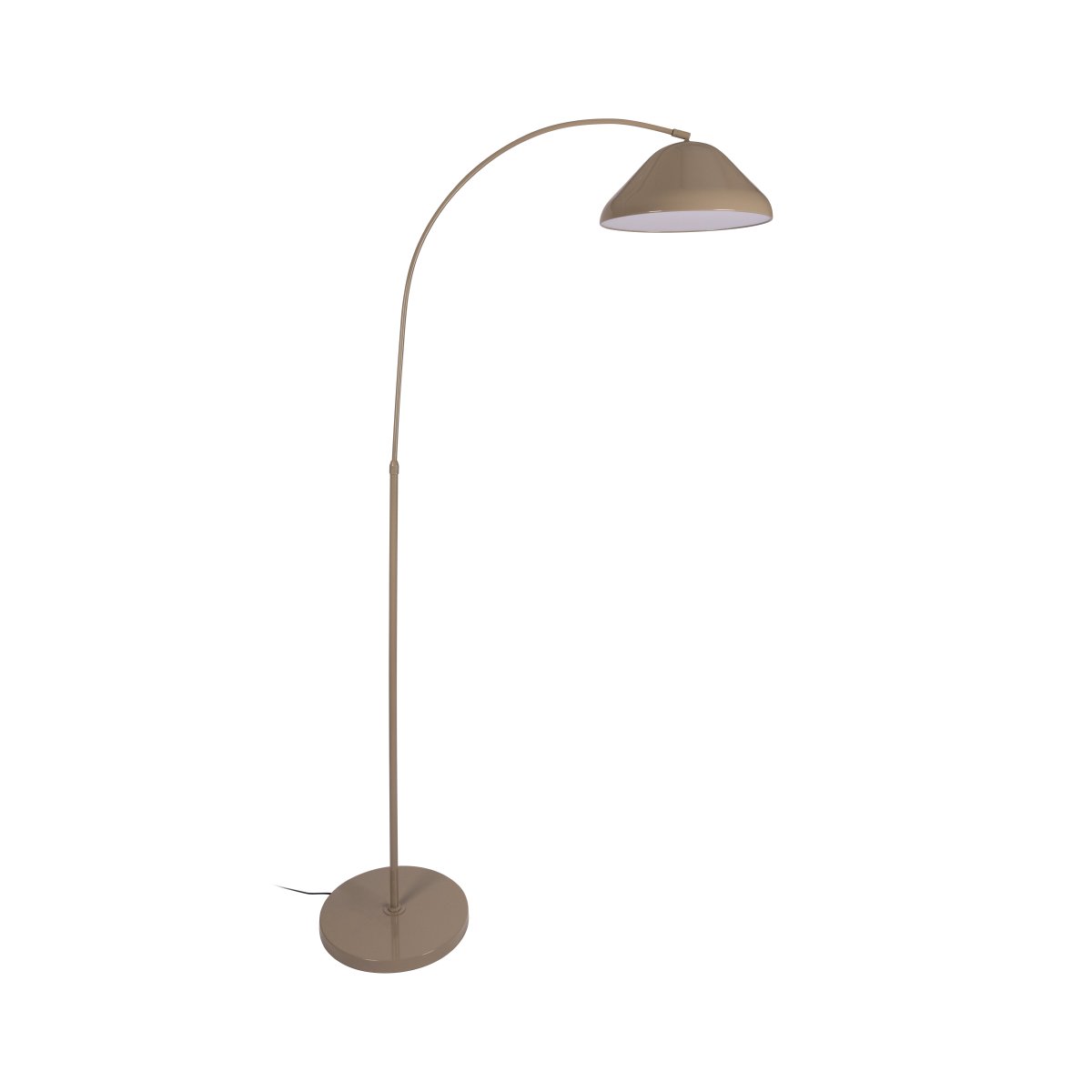 Andres Taupe gulvlampe Fra Lucide - Den buede arm giver lampen et moderne og stilfuldt udtryk, samtidig med at den skaber en behagelig lysstr&oslash;m over den overflade, den placeres p&aring;.