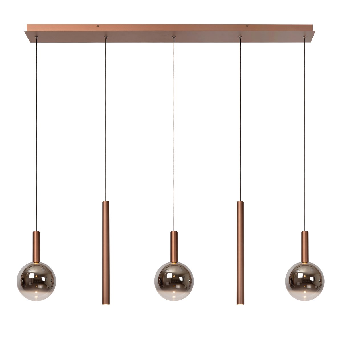 Jasmine 138cm Kobber loftslampe Fra Lucide - Jasmine er en sl&aring;ende og skulpturel pendellampe med en bredde p&aring; ca.