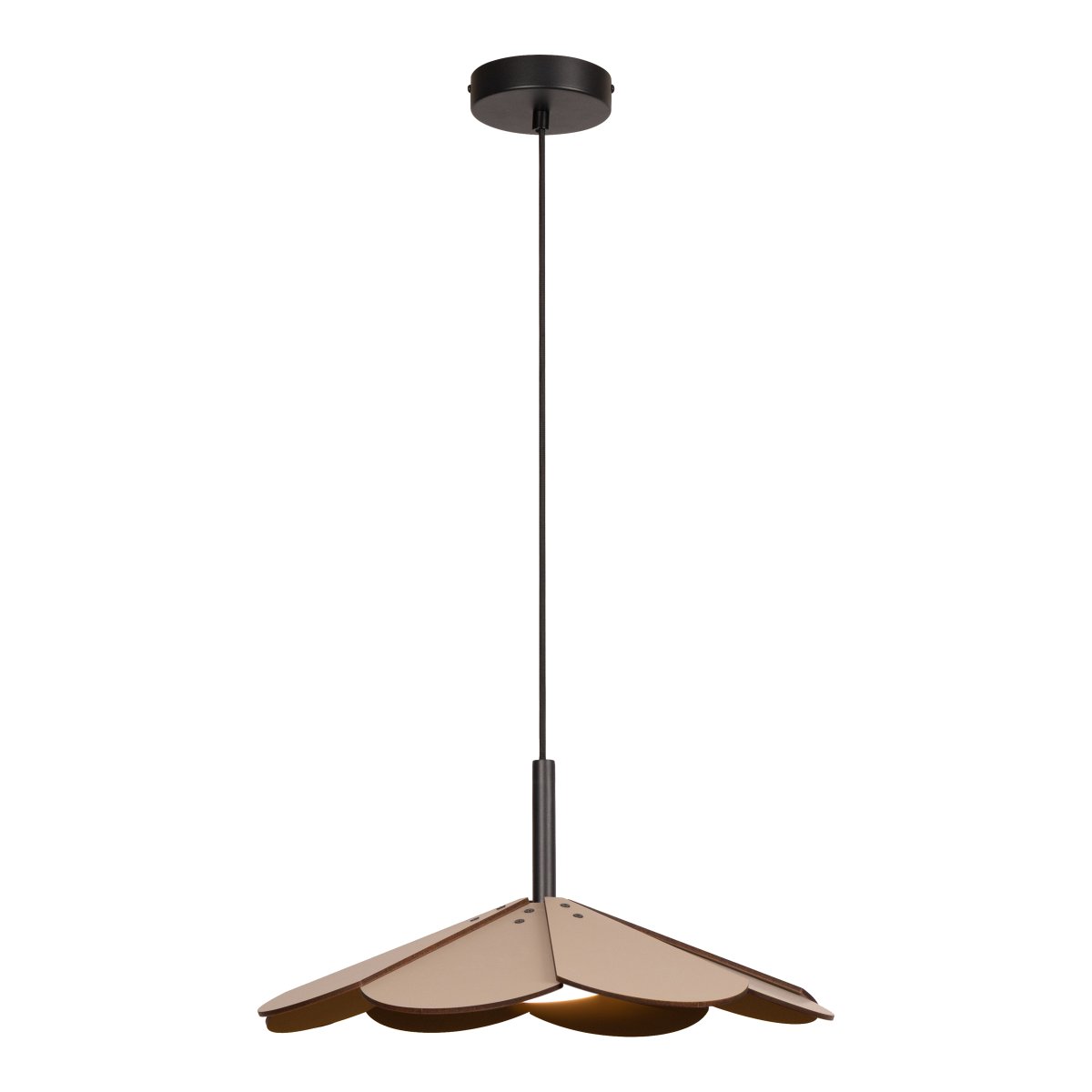 Blomster Ø47 Taupe loftslampe Fra Lucide - Flowers er en dekorativ pendellampe i tr&aelig; med en bl&oslash;d taupe-finish, der giver et varmt og harmonisk indtryk.