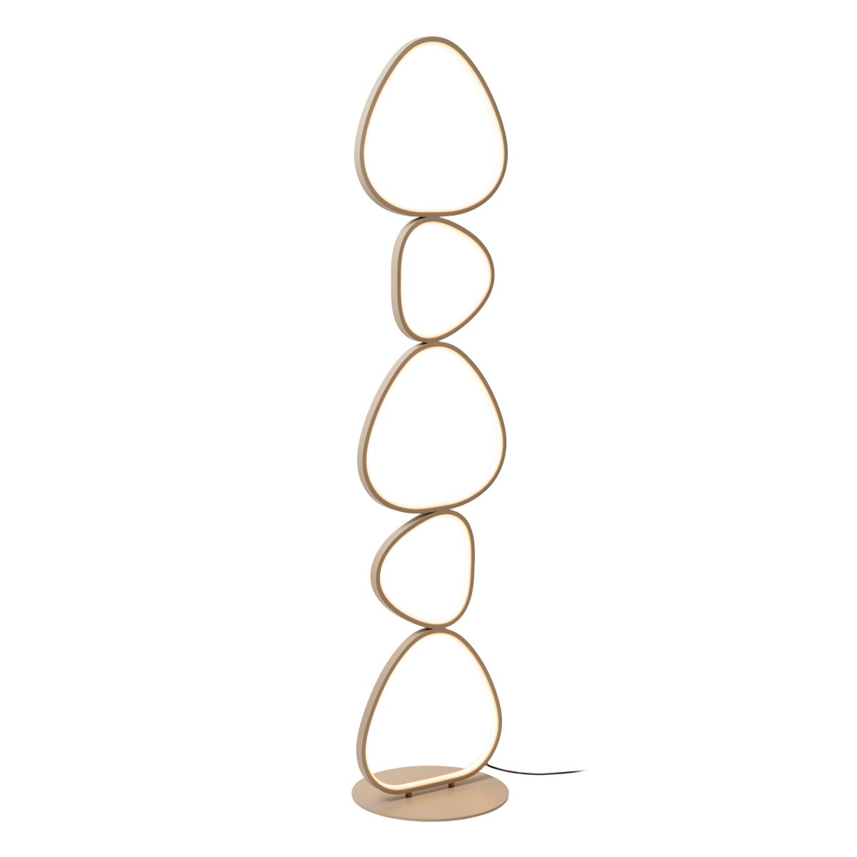 Samling Beige gulvlampe Fra Lucide - De fem sammenkoblede lysformer har integrerede LED-strimler, der tilsammen skaber et kraftfuldt og behageligt lys til b&aring;de generel og omgivende belysning.