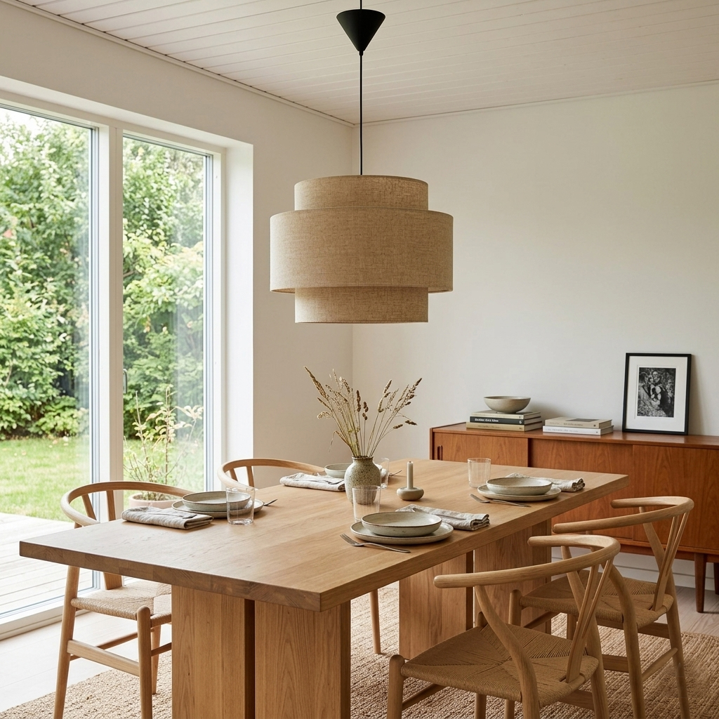 Hilma Ø55 Beige loftslampe Fra Cottex - Det beige tekstil bidrager med en varm og bl&oslash;d fornemmelse og g&oslash;r Hilma nem at kombinere med forskellige farver og materialer.