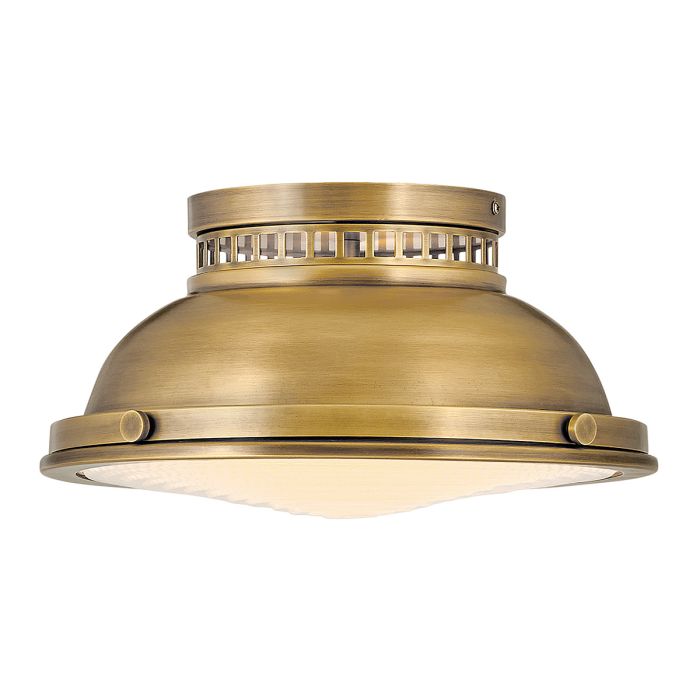 Amelia Ø32 Messing plafond Fra Elstead Lighting - Amelias klassiska plafonddesign f&ouml;rnyar vintage-detaljer med en gjuten glasdiffusor, en gjuten metallram i klassisk m&auml;ssing och dekorativa sp&auml;nnen.
