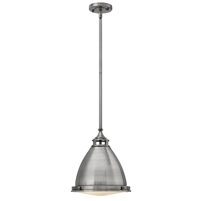 Amelia Ø32 Antik nikkel loftslampe Fra Elstead Lighting - Kupolen har en etsad prismatisk bottenlins, och denna helmetalliska versionen i polerad antiknickel har en autentisk vintagelook.