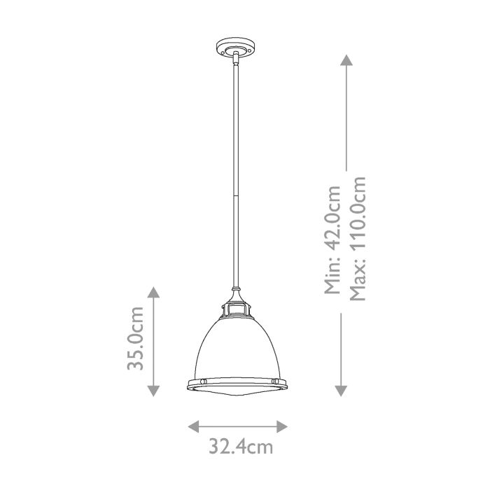 Amelia Ø32 Antik nikkel loftslampe Fra Elstead Lighting - Kupolen har en etsad prismatisk bottenlins, och denna helmetalliska versionen i polerad antiknickel har en autentisk vintagelook.