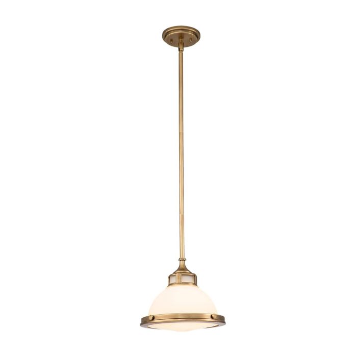 Amelia Ø30 Messing loftslampe Fra Elstead Lighting - Amelia har en klassisk pendeldesign som f&ouml;rnyar vintage-detaljer med ett gjutet glasf&auml;ste, en gjuten metallram samt framtr&auml;dande g&aring;ngj&auml;rn och sp&auml;nnen.