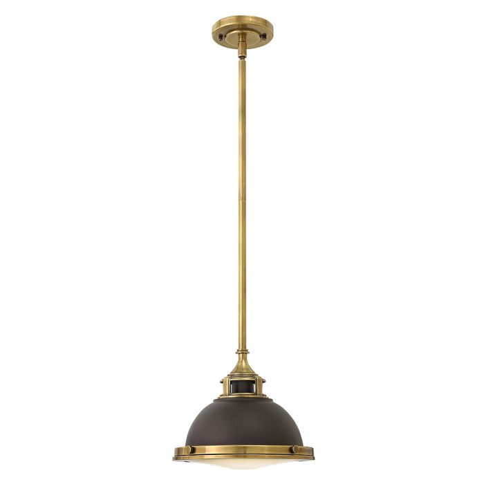 Amelia Ø30 Bronze/messing loftslampe Fra Elstead Lighting - Kupolen har en etsad prismatisk bottenlins, och denna helmetalliska versionen i brons och m&auml;ssingdetaljer har en autentisk vintagelook.