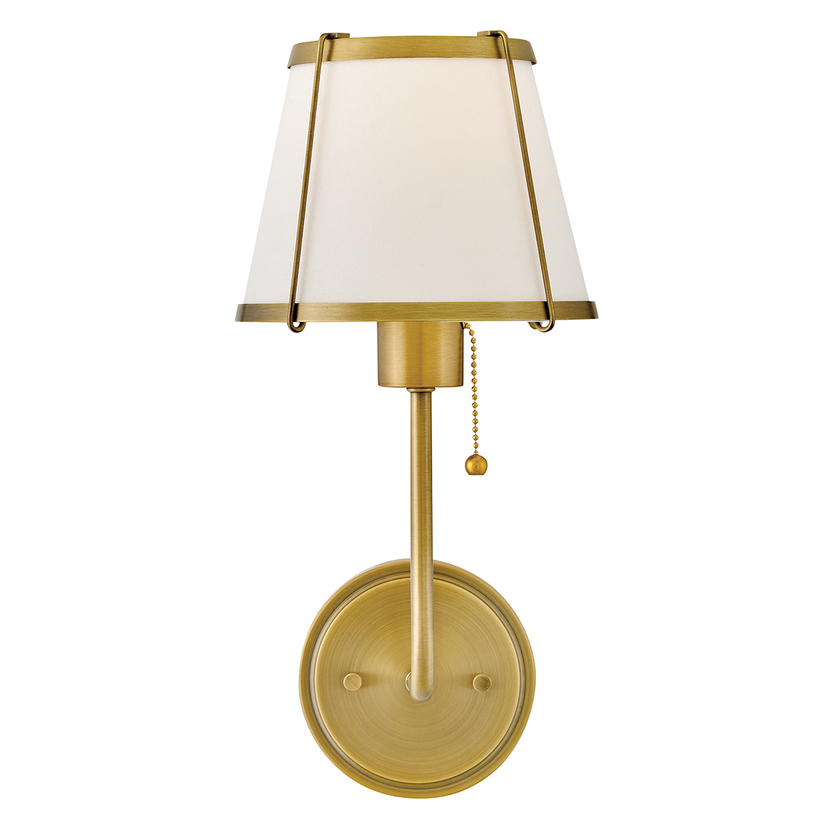Clarke 40cm Messing/hvid væglampe Fra Elstead Lighting - Clarke er en elegant væglampe lavet af stål med en smuk varm messingfinish og en hvid linnedskærm.