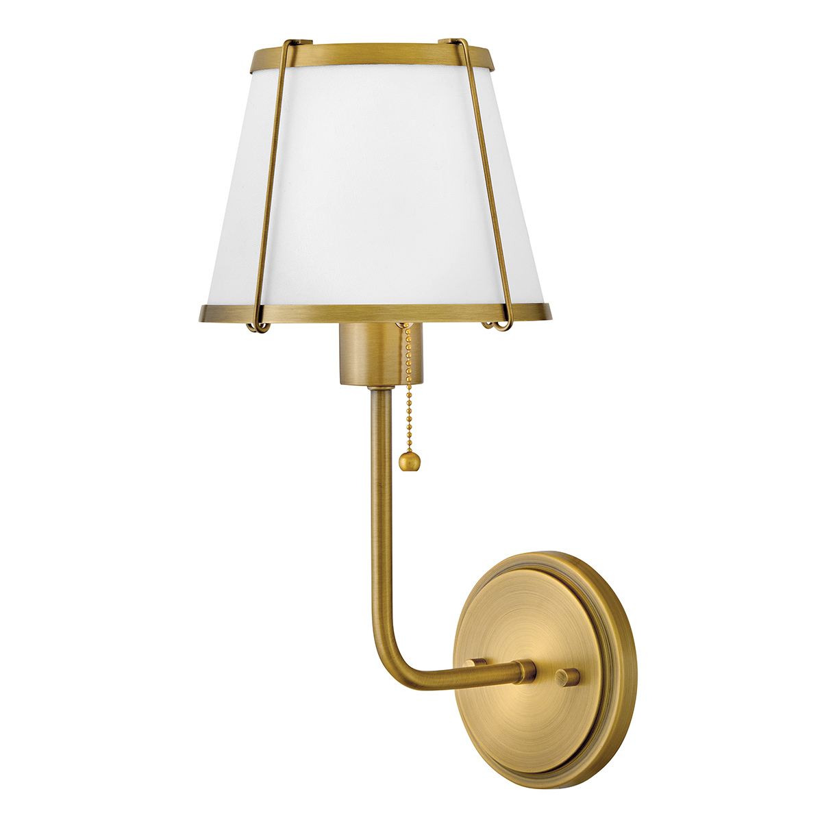 Clarke 40cm Messing/hvid væglampe Fra Elstead Lighting - Clarke er en elegant væglampe lavet af stål med en smuk varm messingfinish og en hvid linnedskærm.