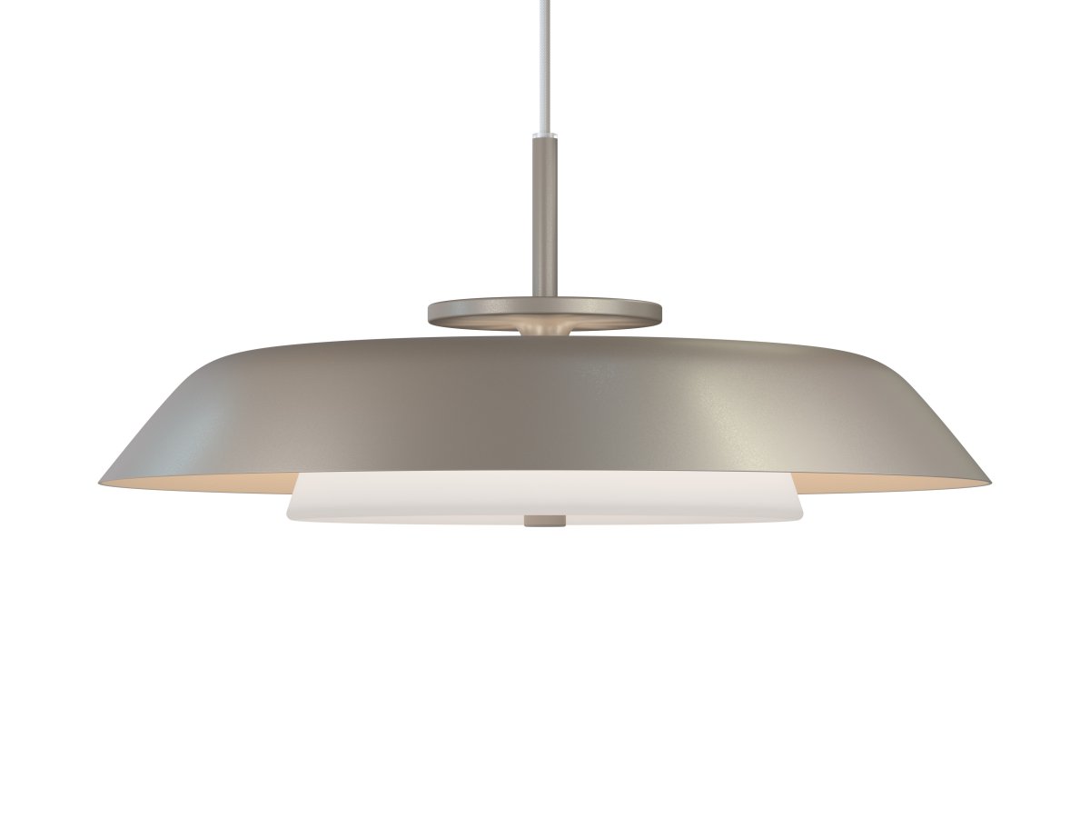 Horisont Ø43 Champagne loftslampe Fra Belid - Udstyret med integreret LED med 1200 lm og en farvetemperatur på 2700K, skaber den en varm og behagelig atmosfære i rummet.