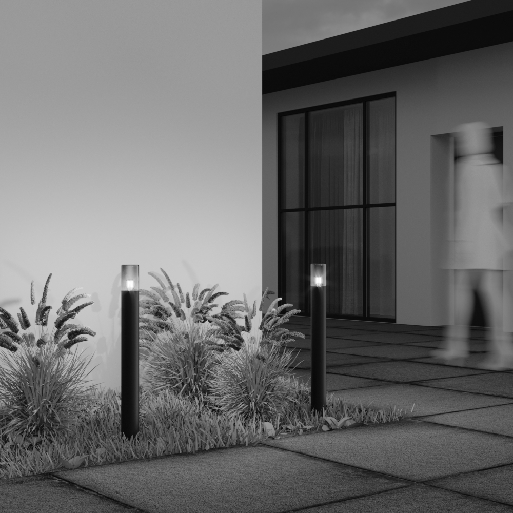 Amas 80cm Grafit pullerter Fra Maytoni - Den lodrette, cylindriske form udstråler et tidløst design, der passer til både klassisk og moderne eksteriør, hvilket gør den til en stilfuld tilføjelse til din udendørsbelysning.
