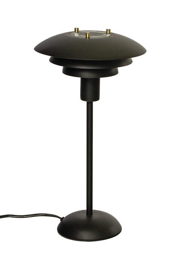 Epsilon 37cm Sort bordlampe Fra Aneta Lighting - Detaljer i krom og mat messing medfølger, syning; du kan selv vælge, hvilken der passer bedst ind i dit hjem.