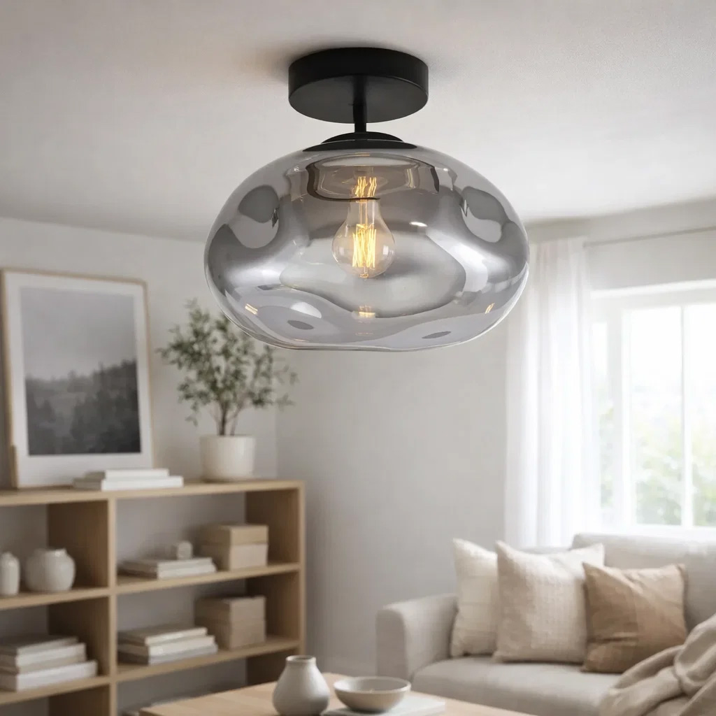 Iformo Ø35 Sort/Røget plafond Fra Nordic Lighting - Resultatet er en dekorativ loftslampe, der spreder lyset behageligt og skaber en varm og hyggelig f&oslash;lelse.