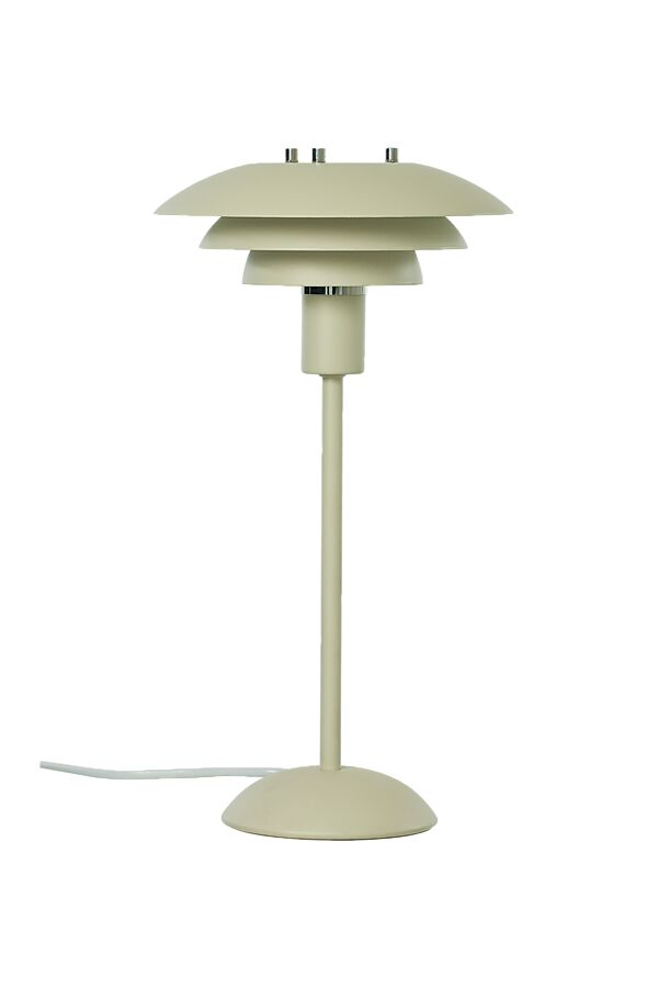 Epsilon 37cm Beige bordlampe Fra Aneta Lighting - Detaljer i krom og mat messing medfølger, syning; du kan selv vælge, hvilken der passer bedst ind i dit hjem.
