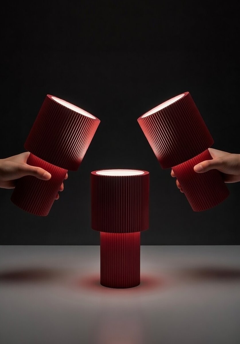 Iluma 22cm RØD bærbar Fra Herstal - Den f&oslash;lger dig gennem dagen, fra stille morgener ved vinduet til middage, der flyttes ud p&aring; altanen, altid lige ved h&aring;nden og klar til at skabe den rette atmosf&aelig;re.