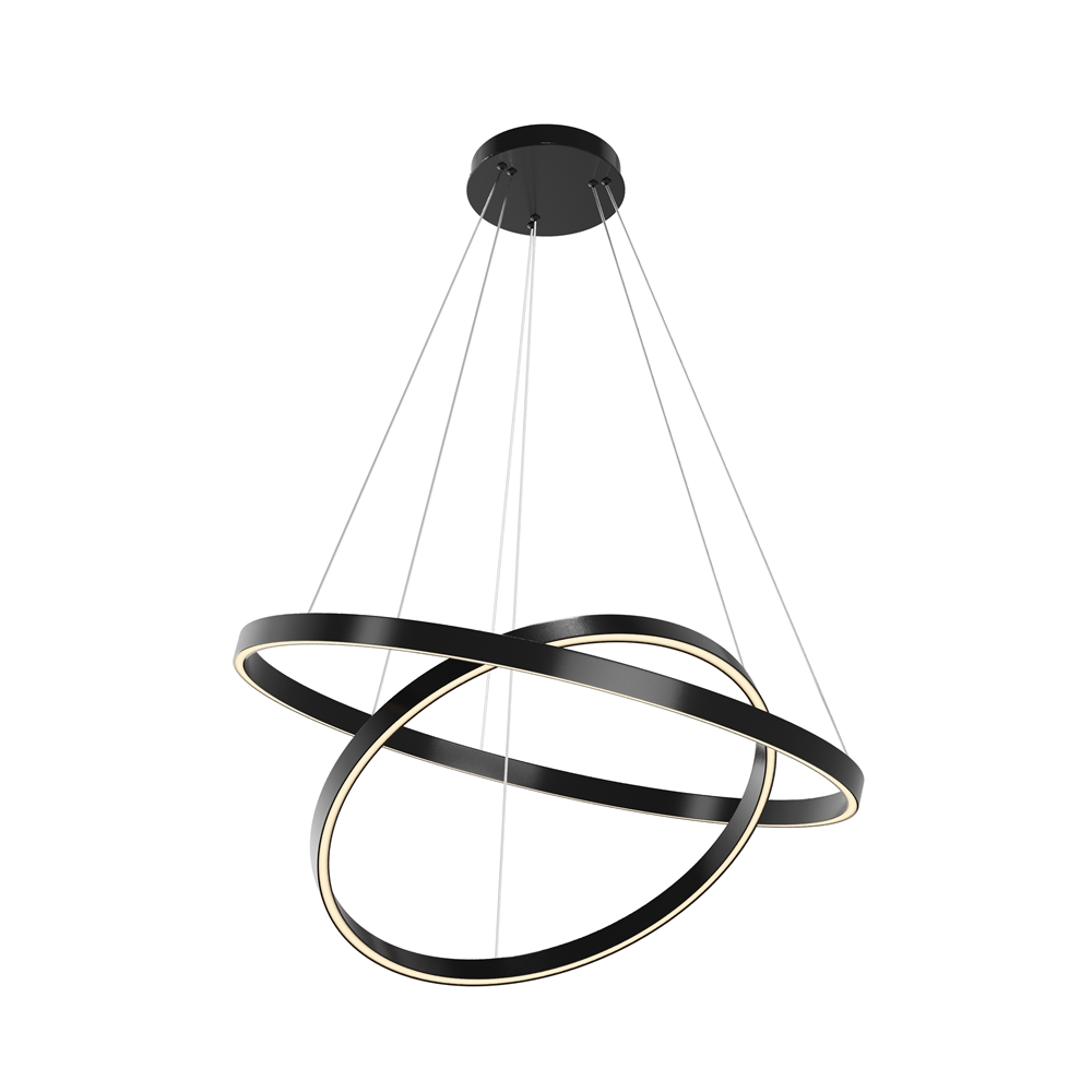Rim Ø80 Sort loftslampe Fra Maytoni - De to ringe kan justeres individuelt i b&aring;de h&oslash;jde og vinkel, hvilket betyder, at du kan skabe et personligt udtryk og tilpasse lampens form til rummet.
