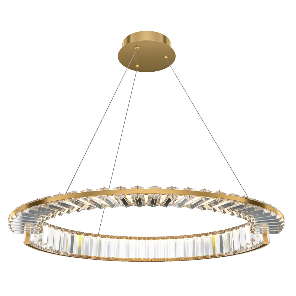 Krone Ø62 Messing loftslampe Fra Maytoni - Med sin generøse diameter på 62 cm bliver den et luksuriøst blikfang i hjemmet og spreder et varmt og stemningsfuldt lys.