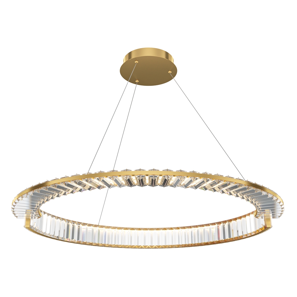 Krone Ø80 Messing loftslampe Fra Maytoni - Med sin gener&oslash;se diameter p&aring; 80 cm bliver den et luksuri&oslash;st blikfang i hjemmet og spreder et varmt og stemningsfuldt lys.