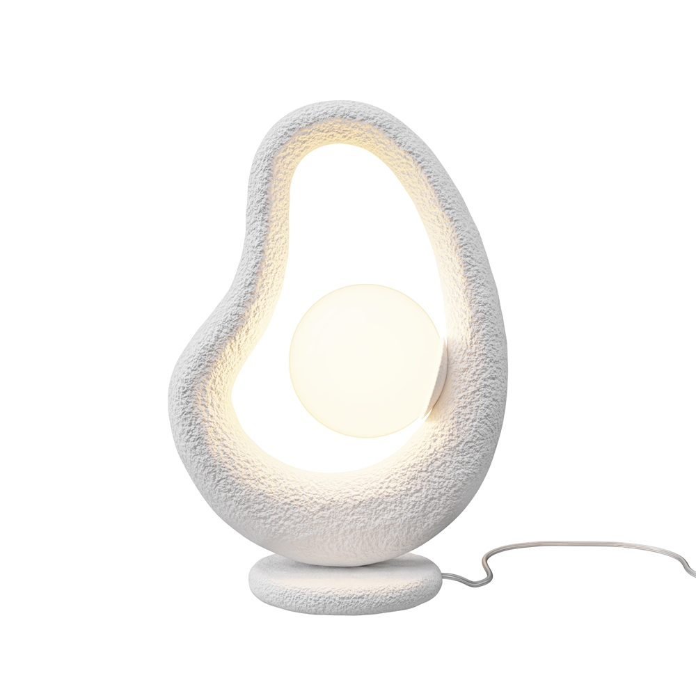 Opus 38cm Hvid bordlampe Fra Maytoni - Metalbasen med realistisk stenimitation i hvid giver lampen et robust og samtidig elegant udtryk.