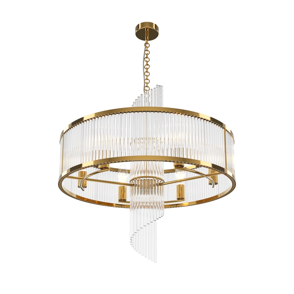 Frame Ø58 Guld loftslampe Fra Maytoni - Frame er en elegant lysekrone med en luksuri&oslash;s f&oslash;lelse takket v&aelig;re dens guldfarvede detaljer og aflange prismer.