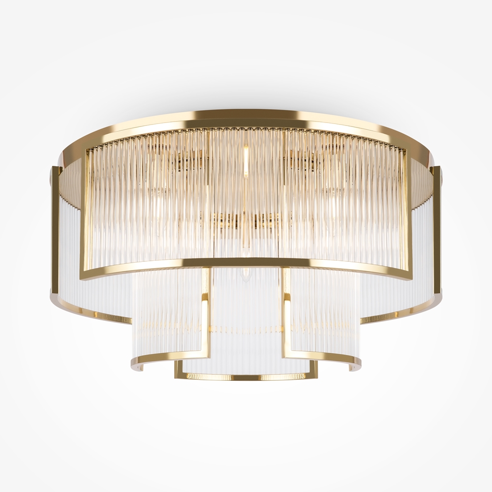 Frame Ø65 Guld plafond Fra Maytoni - Frame er en elegant loftslampe med en luksuri&oslash;s f&oslash;lelse takket v&aelig;re dens guldfarvede detaljer og aflange prismer.