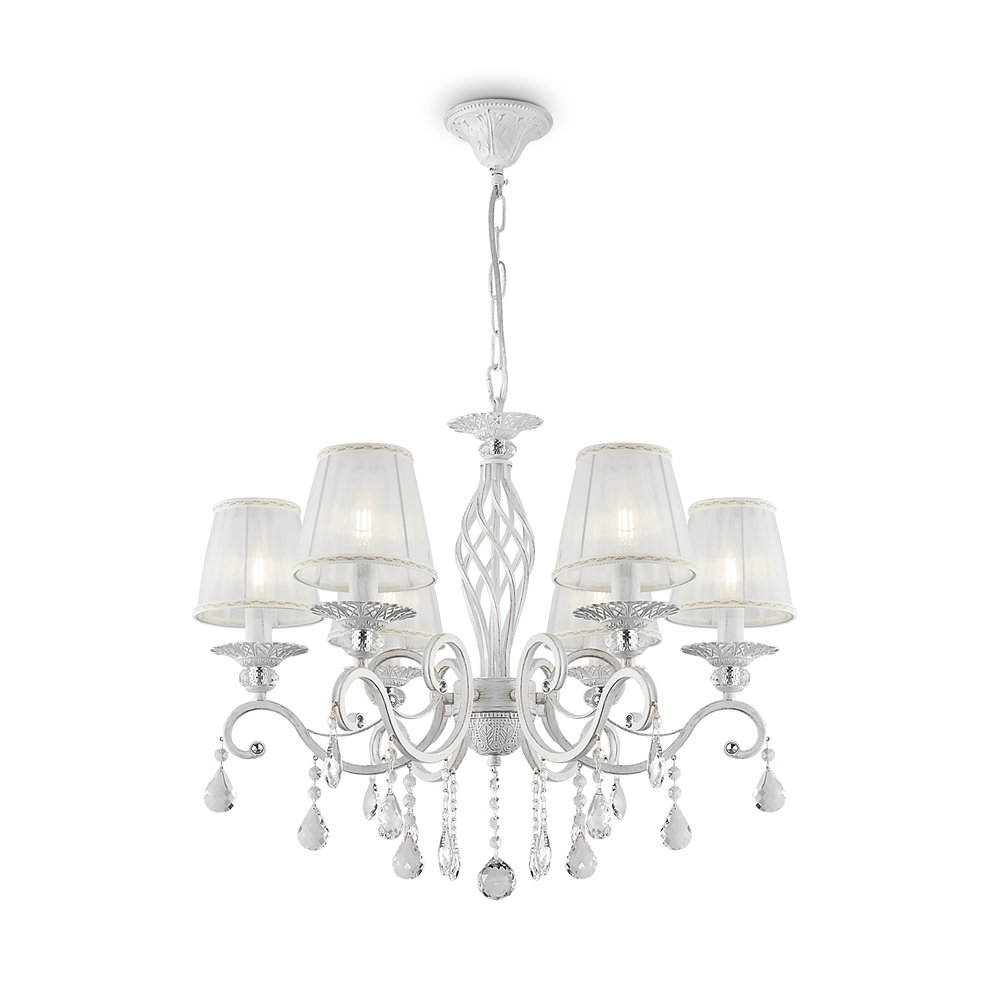 Grace Ø65 Hvid loftslampe Fra Maytoni - Grace er en klassisk metallysekrone med en smuk antik hvid finish.