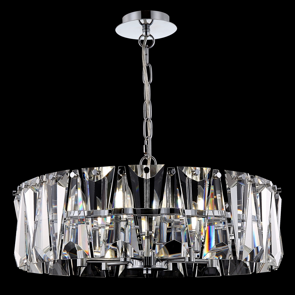 Puntes Ø52 Chrom krystal Fra Maytoni - Puntes er en elegant loftslysekrone i forkromet metal med funklende prismer, der omgiver lyskilderne og skaber et magisk lysspil, n&aring;r lampen er t&aelig;ndt.