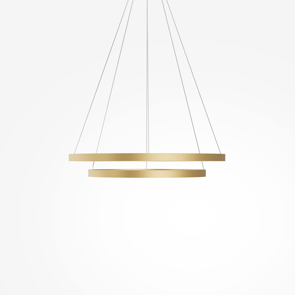 Rim Ø80 Messing loftslampe Fra Maytoni - De to ringe kan justeres individuelt i b&aring;de h&oslash;jde og vinkel, hvilket giver dig mulighed for at skabe et personligt udtryk og tilpasse lampens form til rummet.