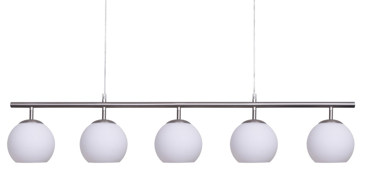 Globi 5 120cm Nikkel/hvid loftslampe Fra Nordic Lighting - Globi 5 bliver et dekorativt blikfang, der passer lige godt i moderne hjem som i mere klassiske milj&oslash;er.