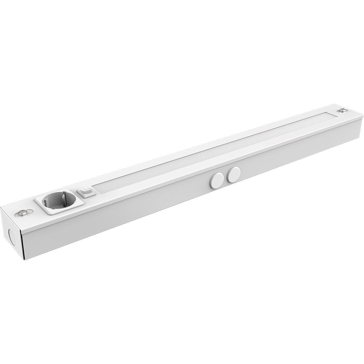 Bänky m. eludtag 58cm Hvid Fra Designlight - Denne model er 580 mm lang og giver et kraftigt, j&aelig;vnt lys med en effekt p&aring; 10W og en lysstr&oslash;m p&aring; 1000 lumen, ideel til at oplyse hele bordpladen.