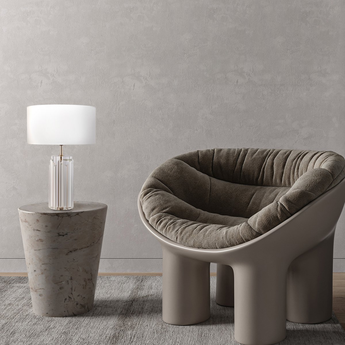 Muse 52cm Guld bordlampe Fra Maytoni - Den mælkehvide bomuldslampeskærm spreder et blødt og behageligt lys, som skaber en varm og hyggelig atmosfære i rummet.