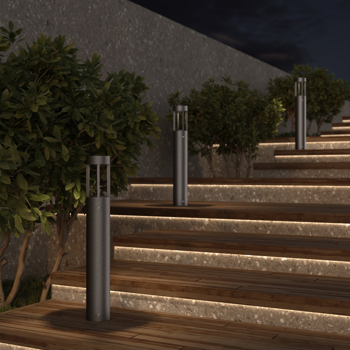 Vint 60cm Grafit pullerter Fra Maytoni - Med en høj IP65-klassificering tilbyder lampen fremragende beskyttelse mod støv og fugt, hvilket gør den til en pålidelig løsning til udendørs brug hele året rundt.