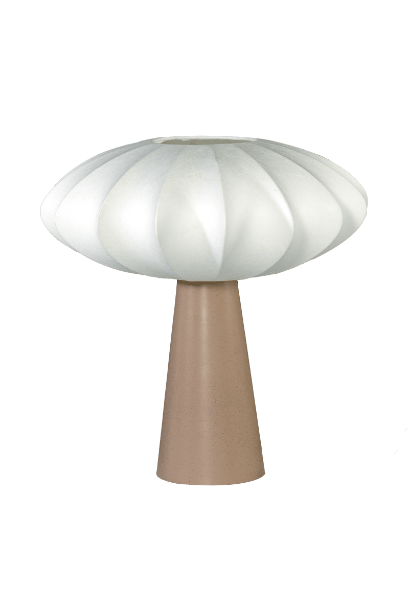 Madison 35cm Beige bordlampe Fra Aneta Lighting - Den varme beige base skaber en flot kontrast til lyssk&aelig;rmen og giver lampen et varmt og harmonisk udtryk.
