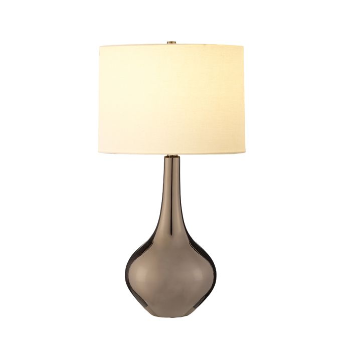 Job 70cm Bronze/hvid bordlampe Fra Elstead Lighting - Levereras med en kr&auml;mf&auml;rgad cylinderformad lampsk&auml;rm i silkeliknande textil.