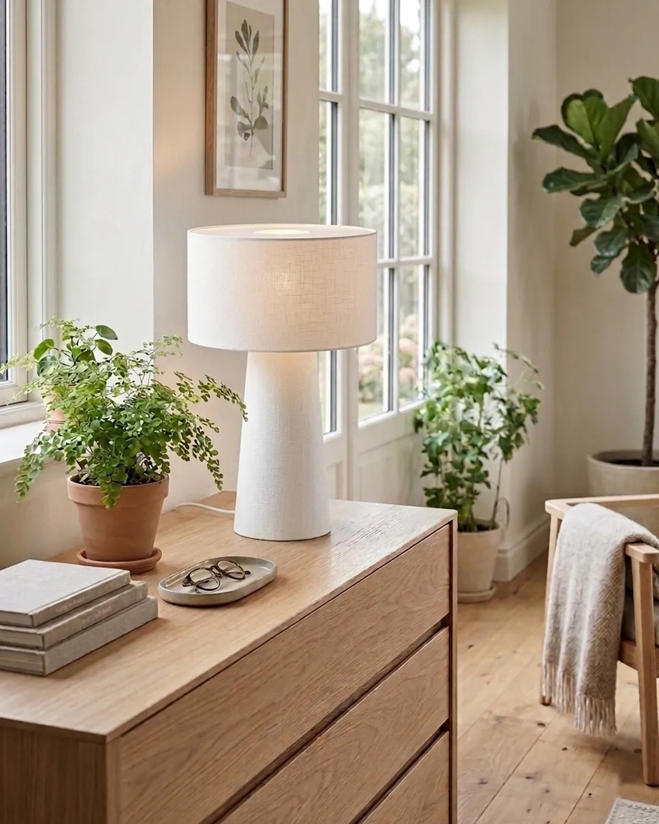 Linum 50cm Hvid bordlampe Fra By Rydéns - Linum er en stilfuld og dekorativ bordlampe i hvidt h&oslash;rstof, der skaber et bl&oslash;dt og harmonisk udtryk i hjemmet.