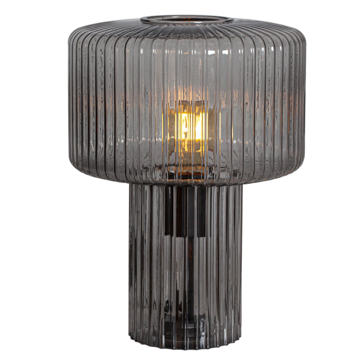 Zoom billede af Kiera 35cm Grå bordlampe Fra Cottex - N&aring;r lampen er t&aelig;ndt, skabes en varm og hyggelig atmosf&aelig;re i rummet.